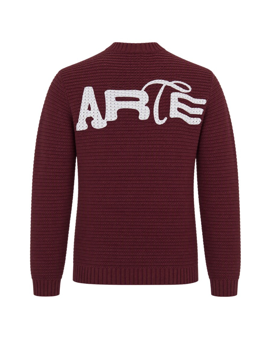 Arte Antwerp Bordeaux Ribbed Knit Logo Sweater