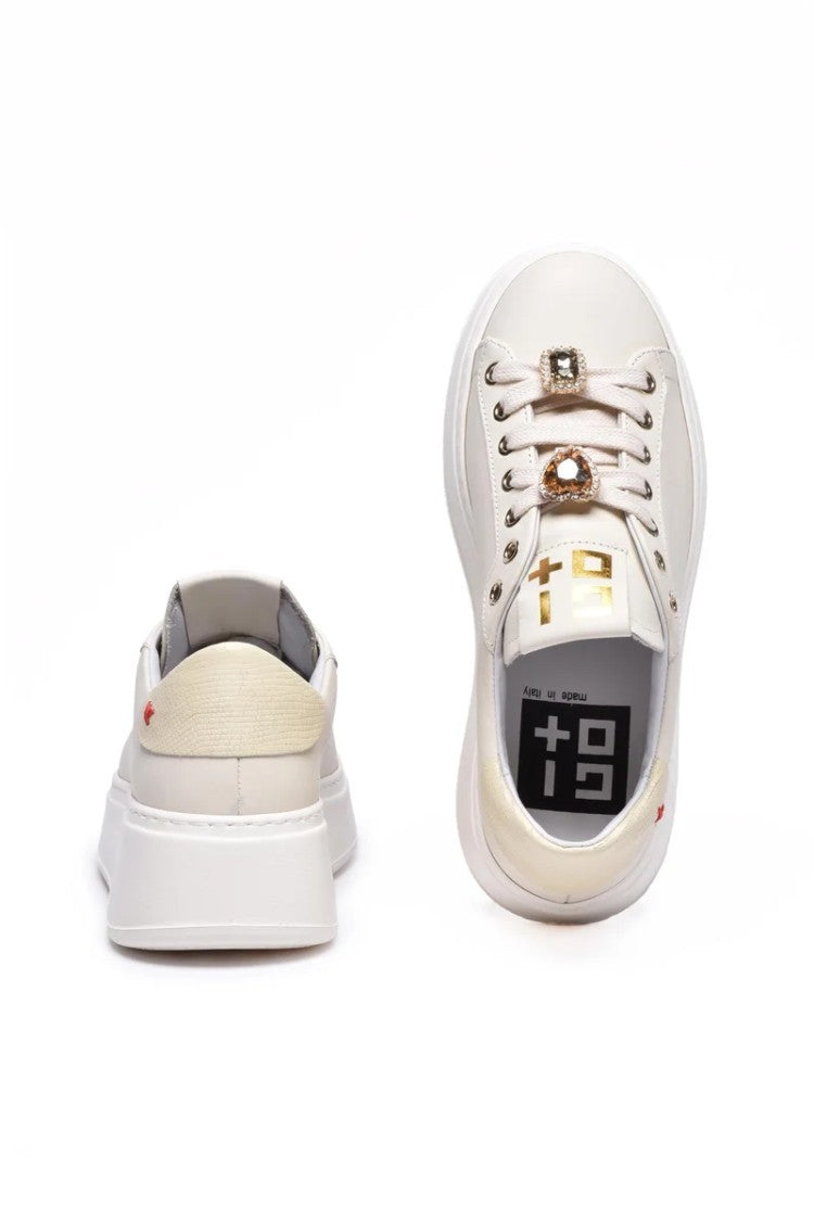 Gio + White Leather Rubber Women's Leather Sneakers