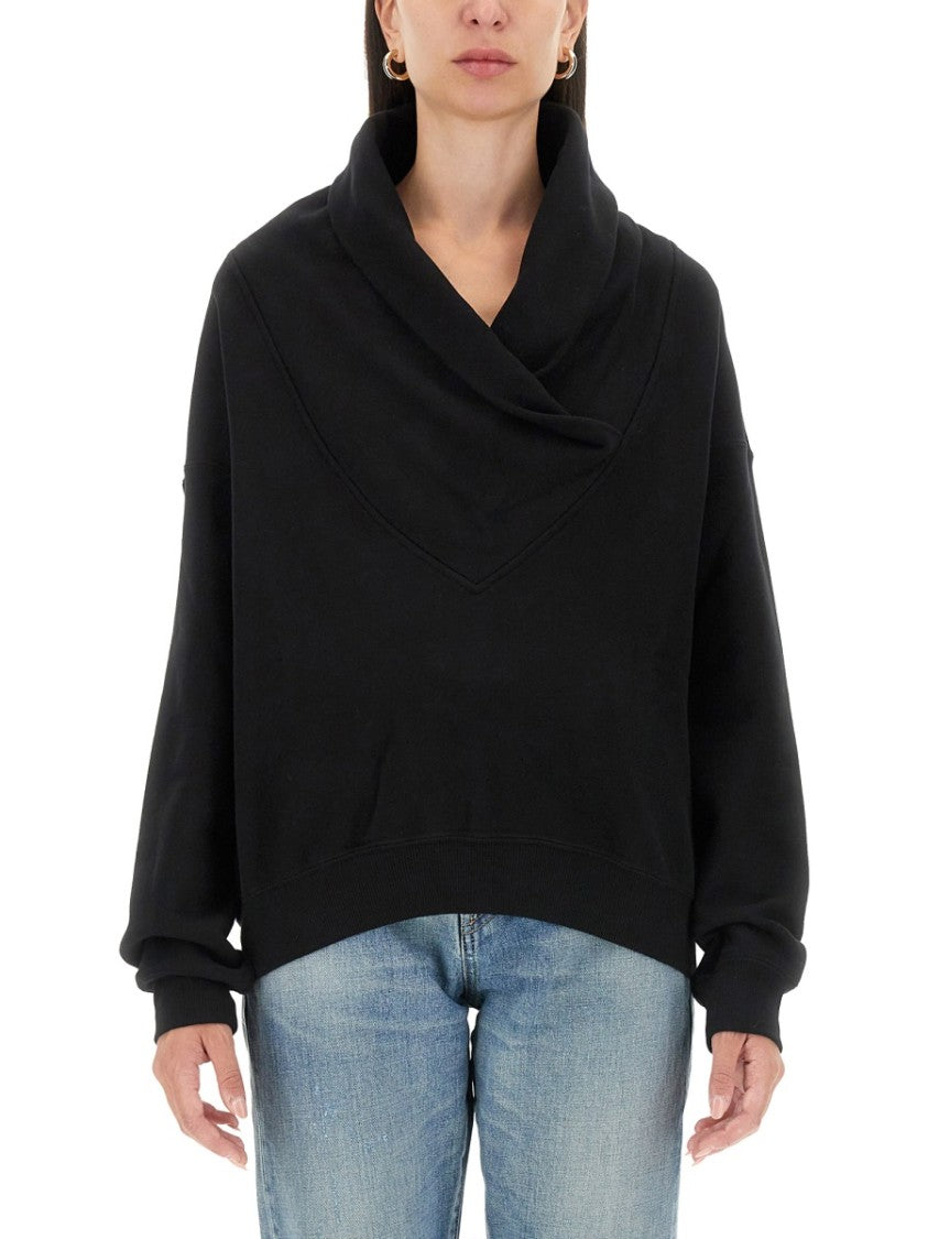 Saint Laurent V-Neck Sweatshirt With Wide Collar