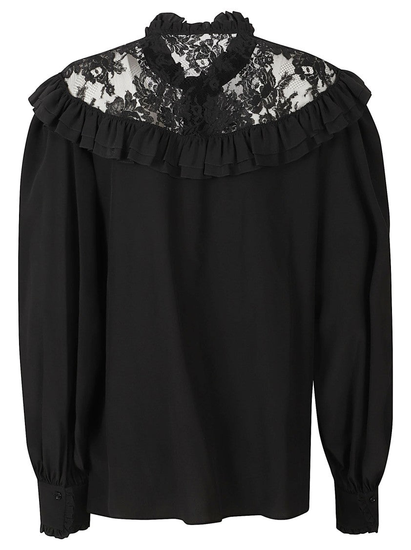 Chloé Lace Yoke Ruffled Blouse