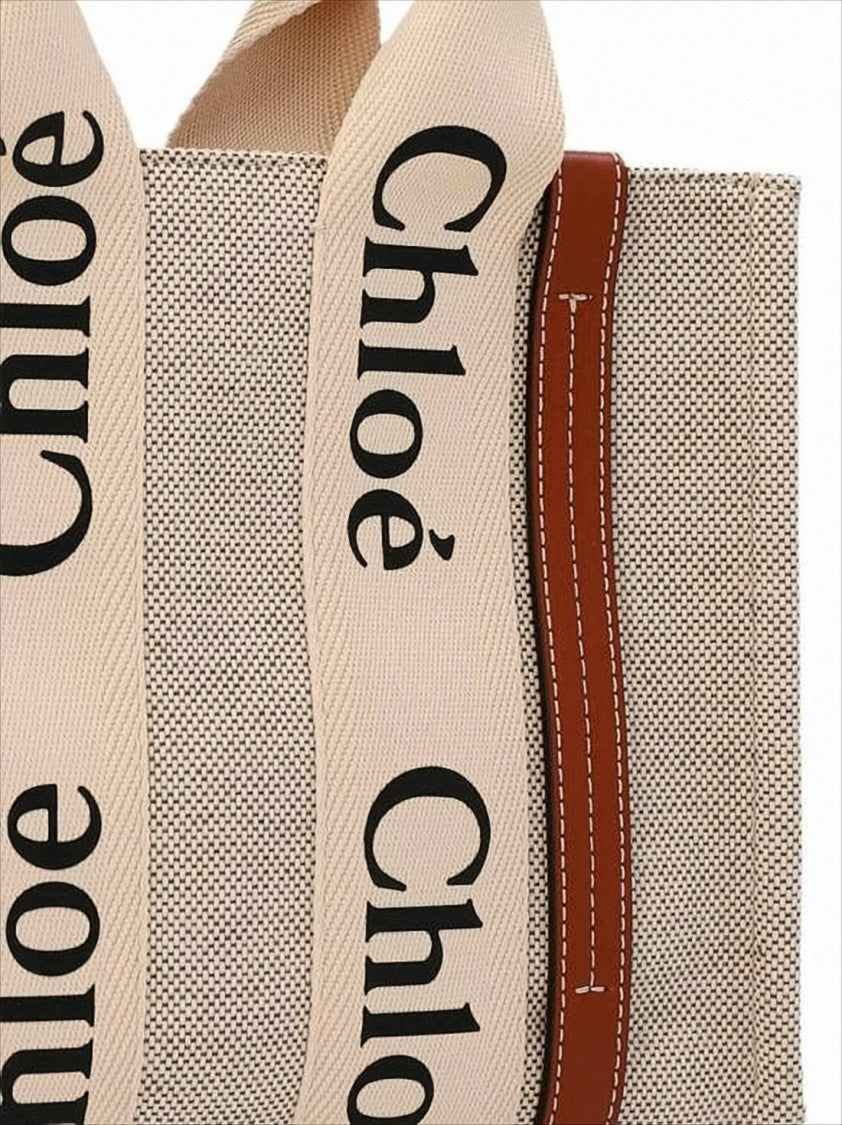 Chloé Structured Linen Tote Bag