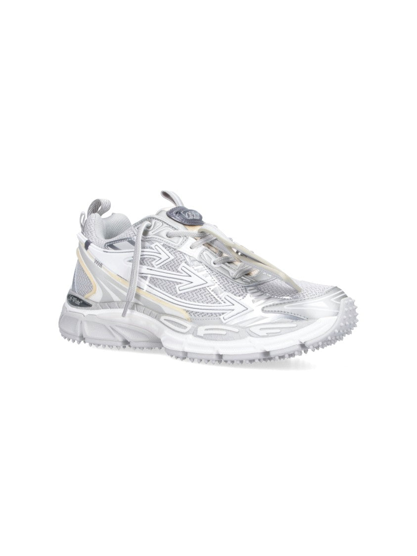 Off-White Grey Contemporary Mesh Upper Sneakers