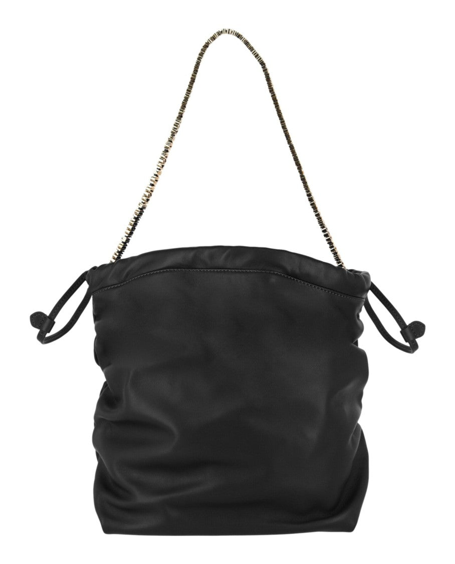 Moschino Drawstring Lettering Chain Shoulder Bag