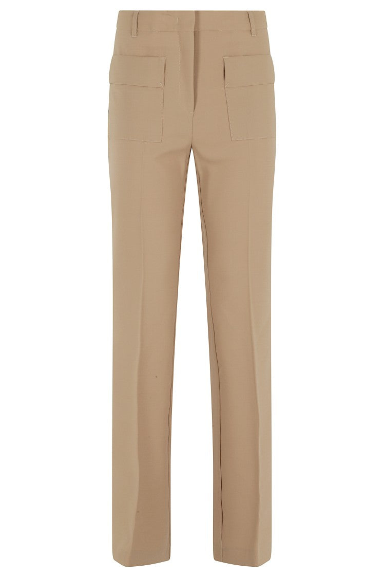 Semi Couture Beige Gitana Straight-Leg Wool-Blend Formal Pants