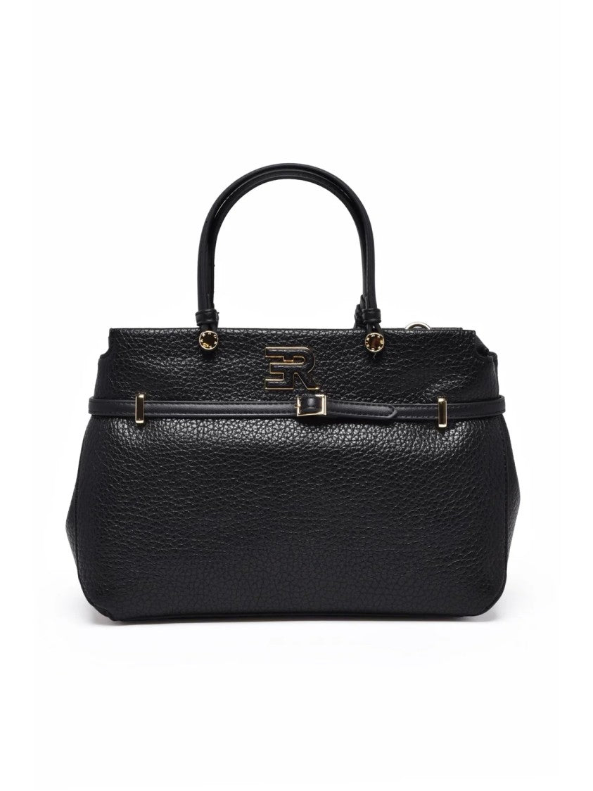 Ermanno Firenze Black Polyurethane Unity Handbag