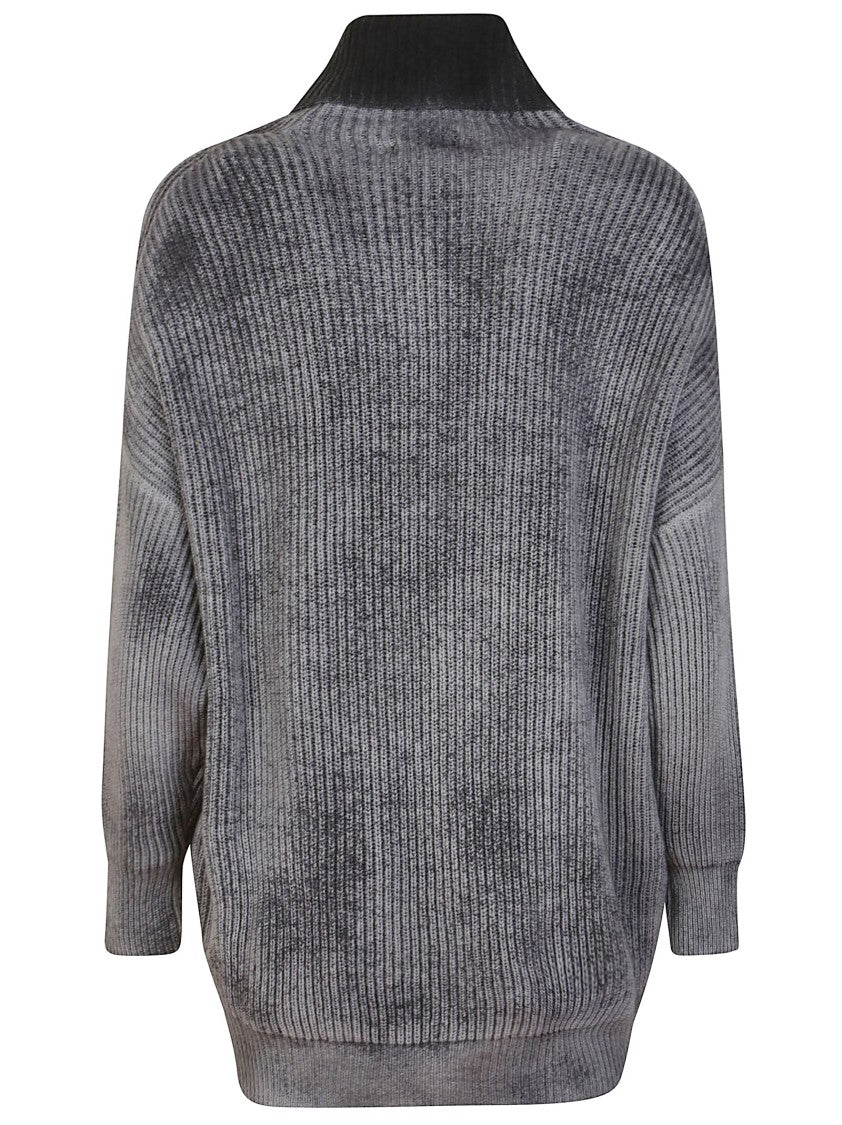 Avant Toi Overfit Turtleneck Sweater With Hand-Painted Husky Pattern