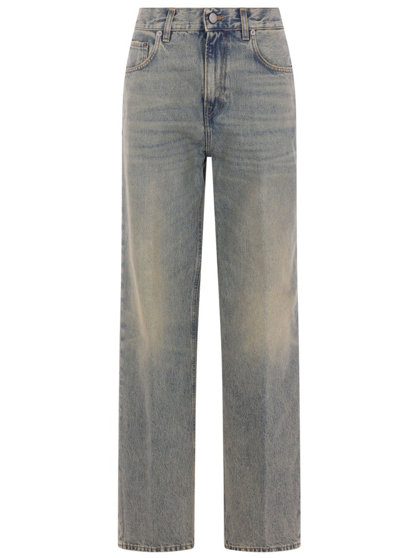 Haikure Light Blue Wide Straight Denim Jeans