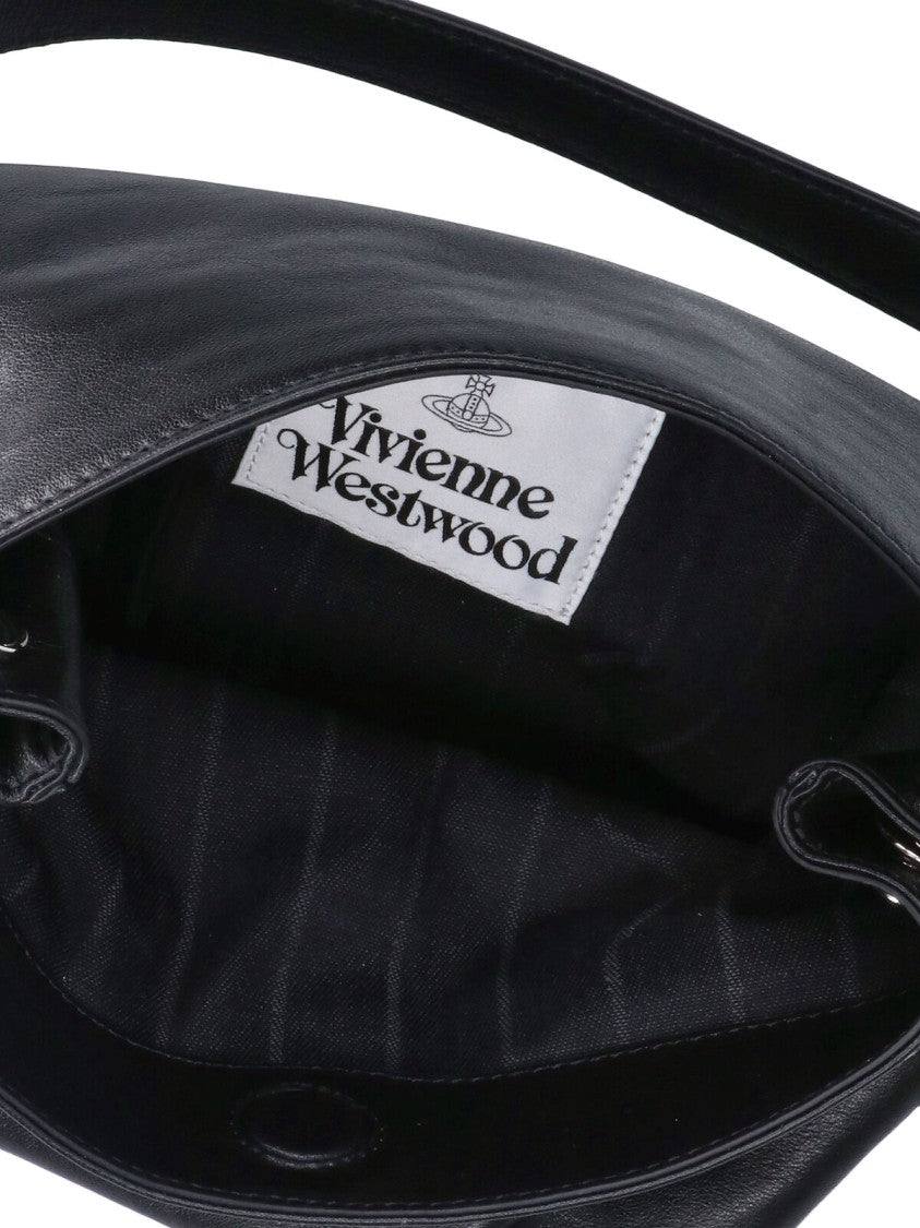 Vivienne Westwood Sophisticated Black Calf Leather Shoulder Bag