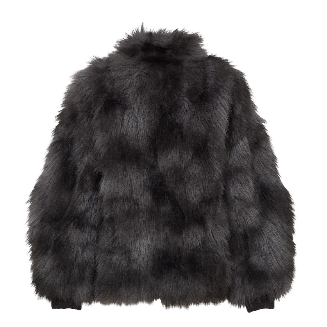Sword Short Zip Drawstring Fake Fur Jacket