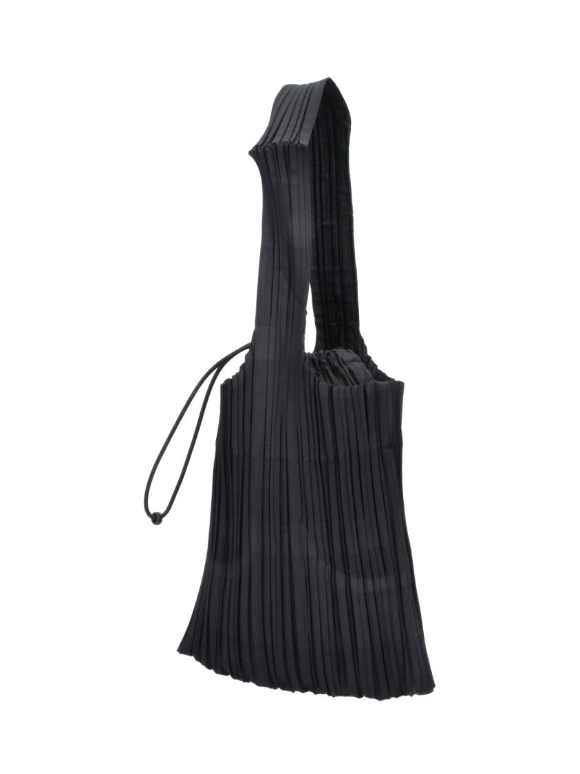 Pleats Please Issey Miyake Black Pleats Please Fabric Pleated Shoulder Bag