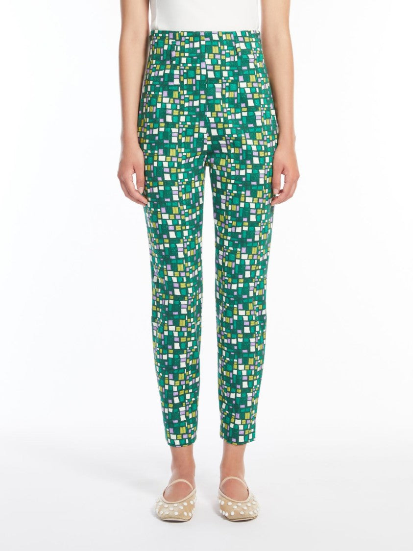 Max Mara High-Waisted Cropped Pants With All-Over Print