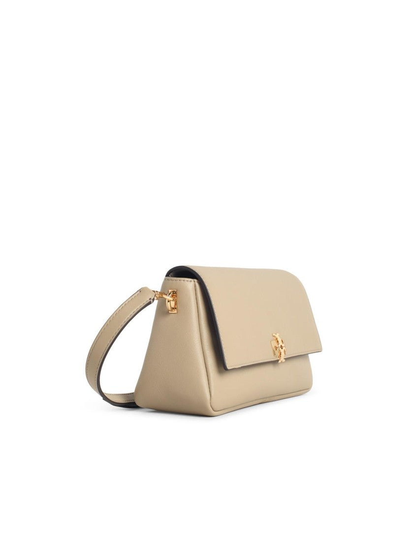 Tory Burch 'Charlie' Small 'Soft Cement' Suede Shoulder Bag