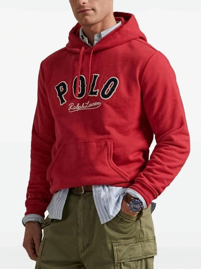 Polo Ralph Lauren Red Vibrant Front Logo Drawstring Hoodie