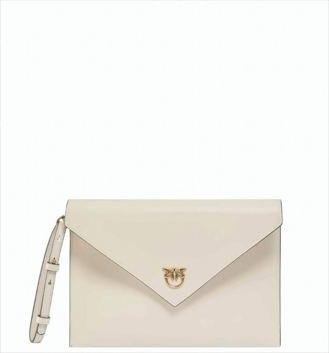 Pinko Envelope Design White Leather Clutch