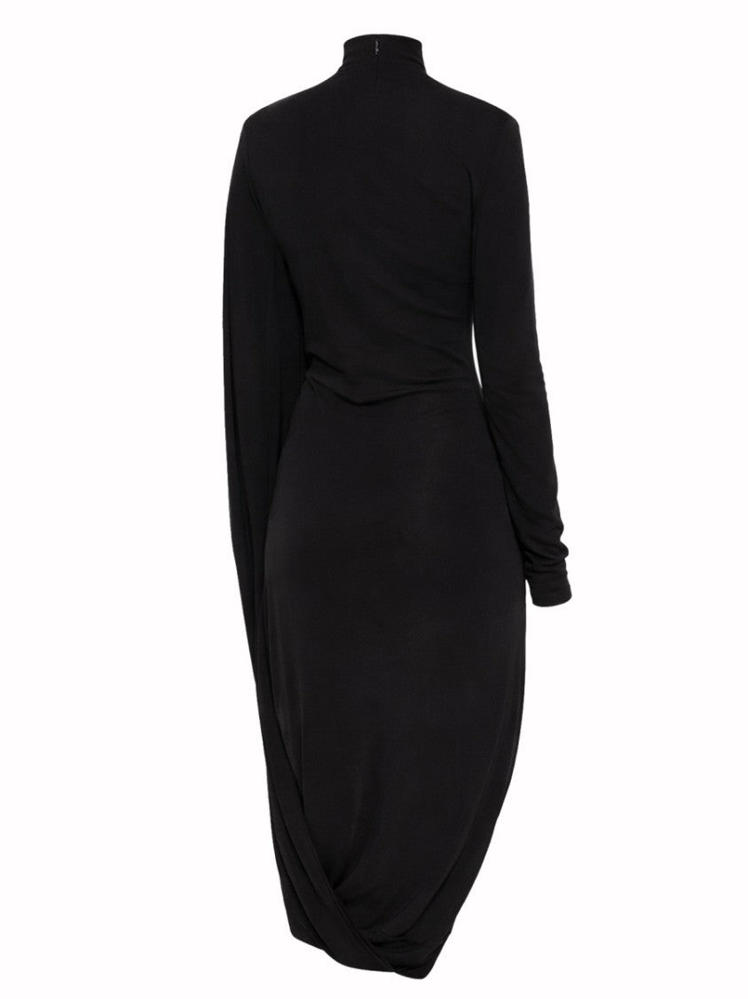 Stella Mccartney Viscose Draped Uneven Hem Midi Dress