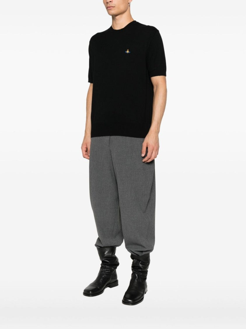 Vivienne Westwood Black Organic Cotton-Cashmere Short Knit Top