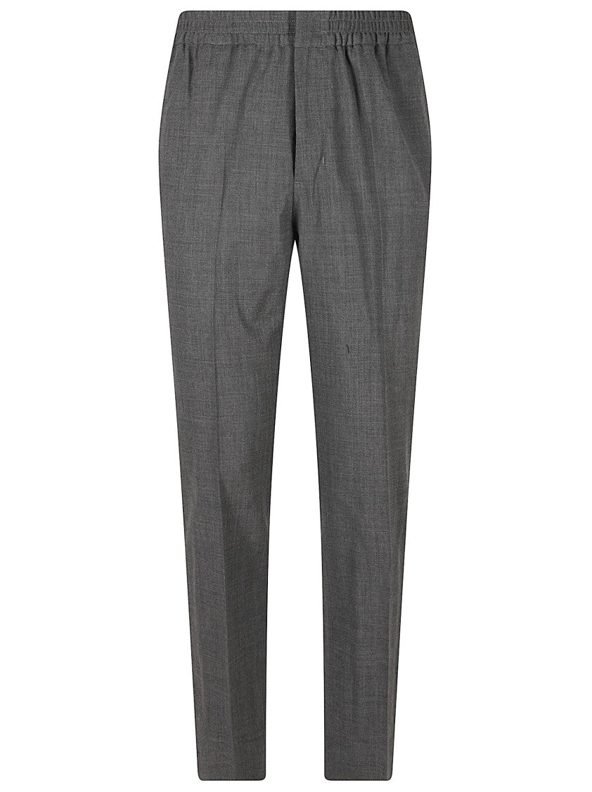Ami Paris Straight-Cut Trousers With Metal Hook Closure And Elastic Waistband