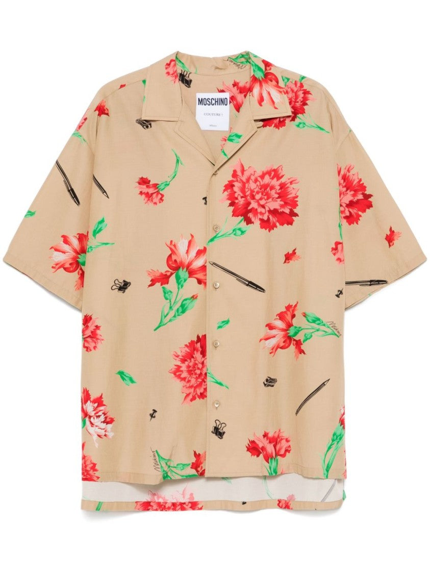 Moschino Sand Beige Camp Collar Shirt