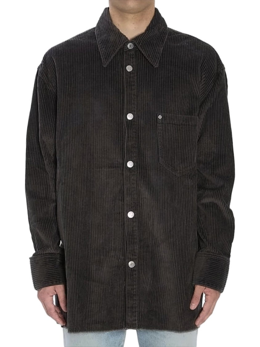 Ami Paris Corduroy Velvet Oversized Side-Slit Shirt