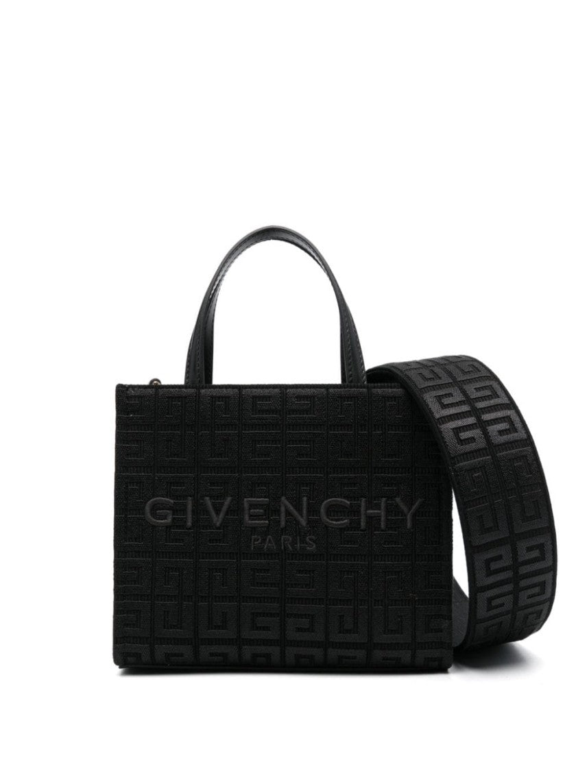Givenchy Black Canvas Tote Bag With Signature 4G Embroidery