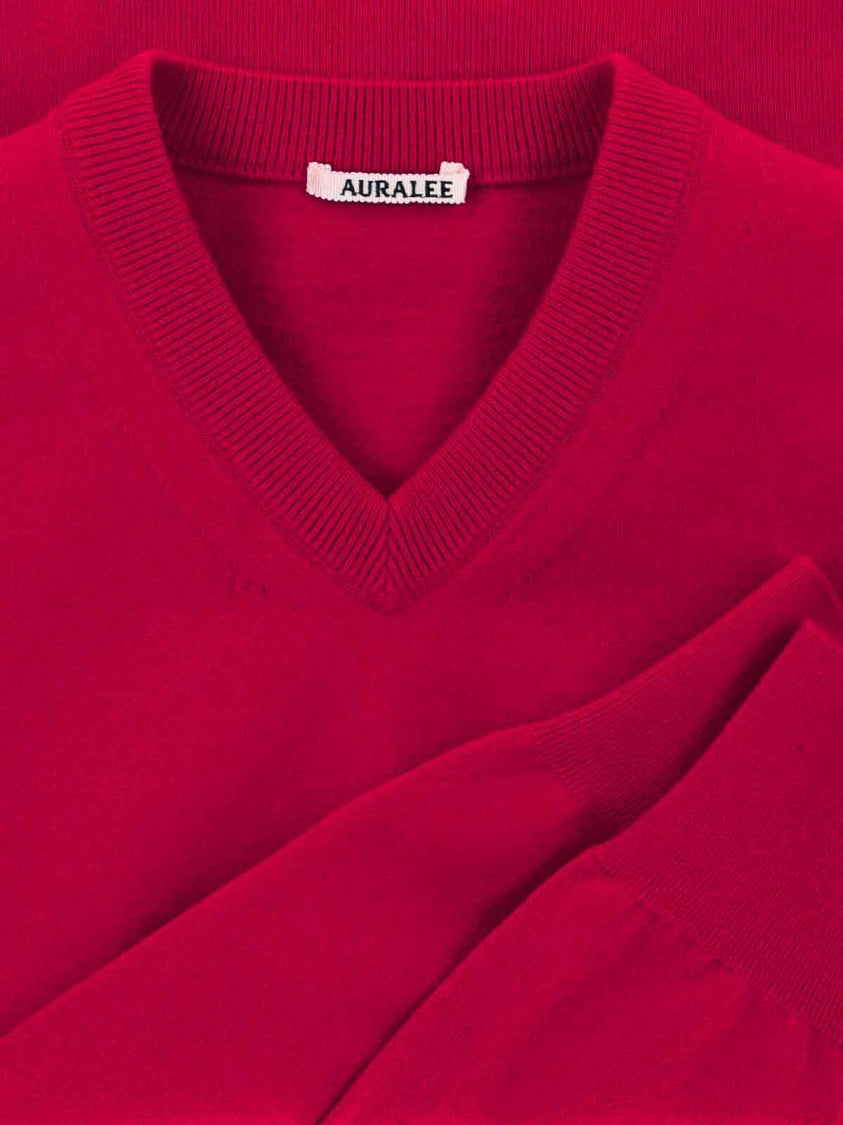 Auralee V-Neck Sweater – Red