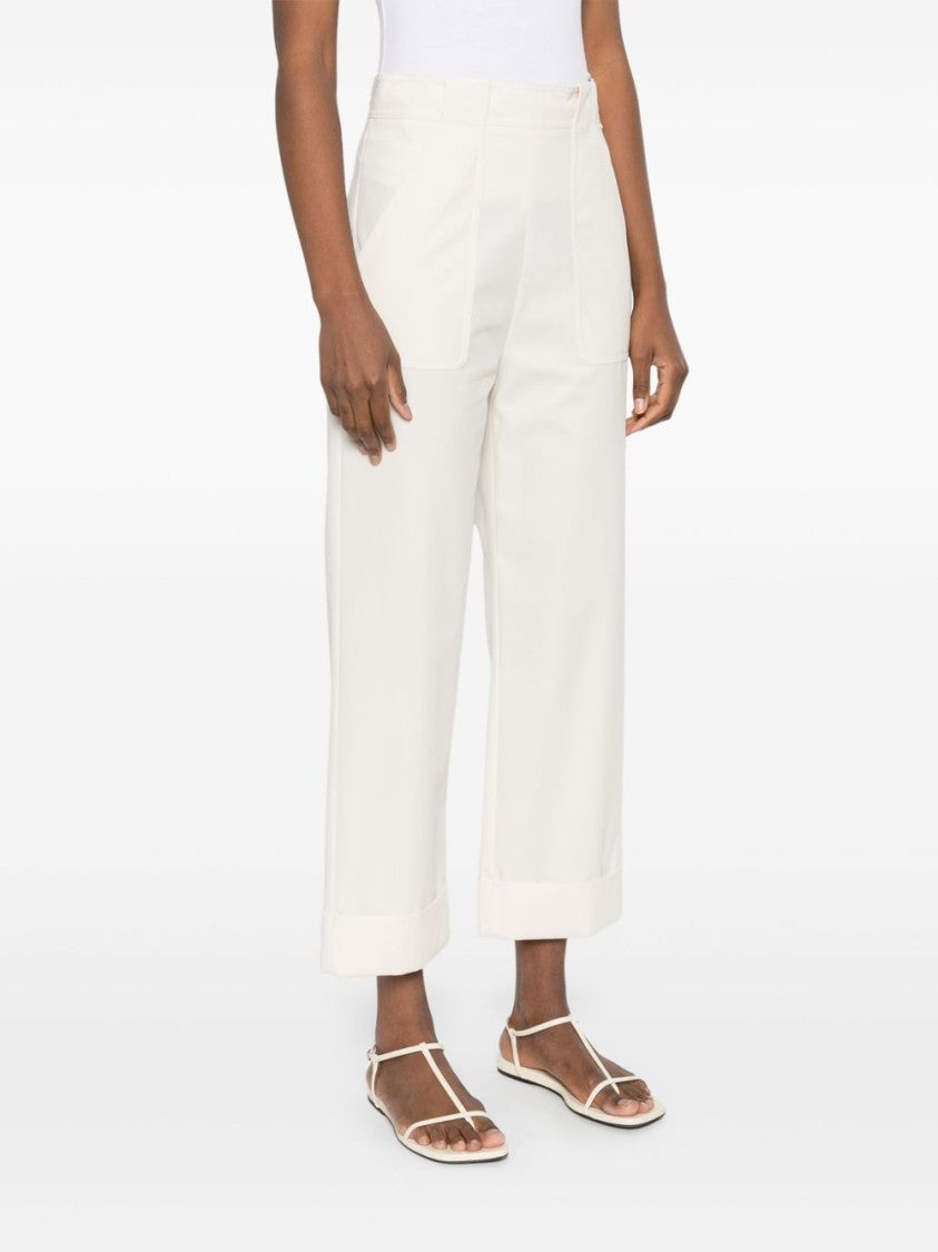 Max Mara Relaxed Fit White Trousers With Rolled Cuffs And Aesthetic