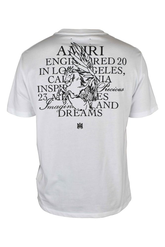 Amiri White Cotton T-Shirt Featuring Unicorn Illustration