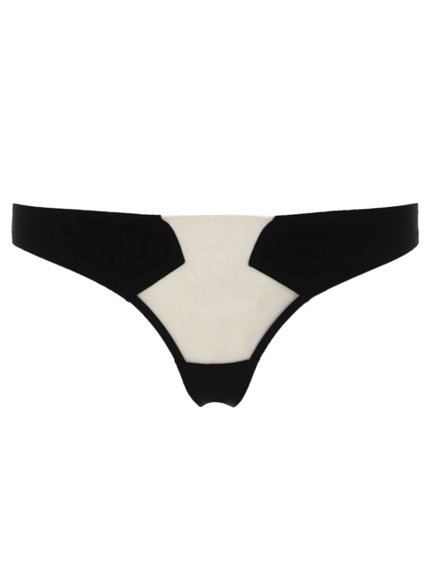 Rick Owens Black Geometric Cutout Mesh Slip