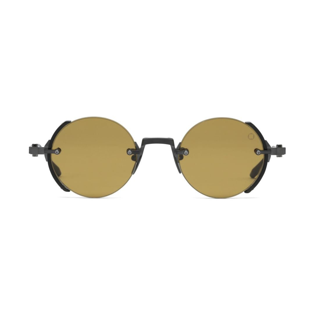 Akoni Jupiter Round Amber-Tinted Sunglasses With Textured Detailing