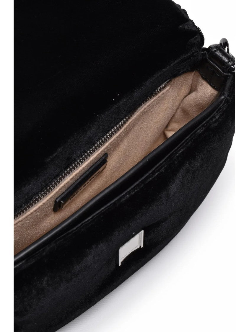 Tory Burch Black Velvet-Blend Puffy Shoulder Bag