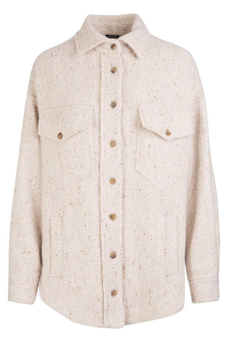 Kiton Beige Virgin Wool And Cashmere Blend Jacket With Textured Finish