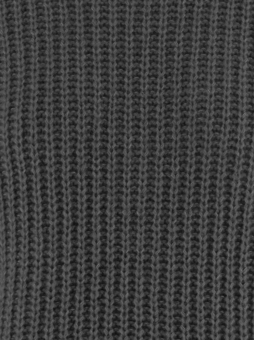 Allude Gray Patterned Knit Turtleneck Cashmere-Silk Sweater