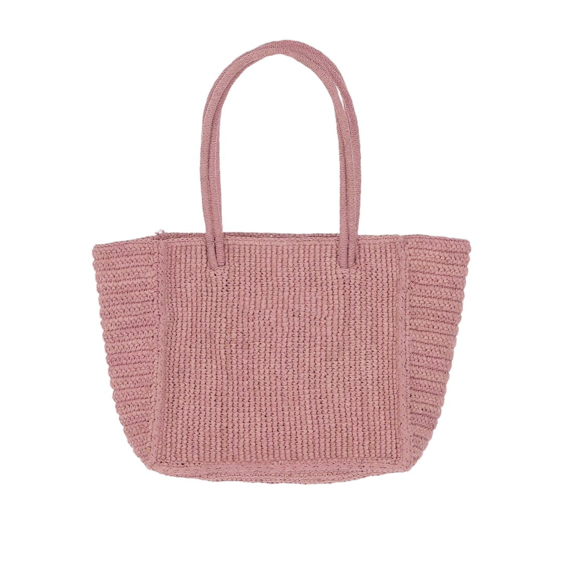 Mc2 Saint Barth Medium Pink Raffia Tote Handbag With Logo Detail