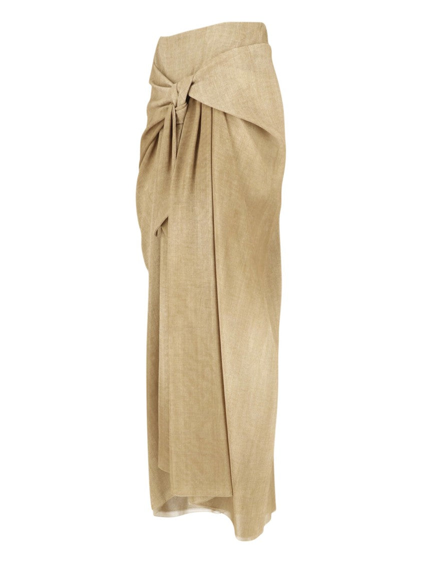 Ermanno Scervino Black Draped Front Knot Midi Skirt