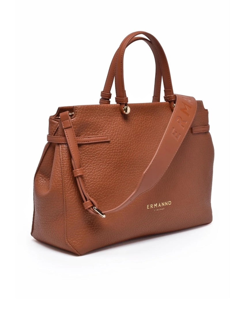 Ermanno Firenze Cognac Polyurethane Unity Handbag