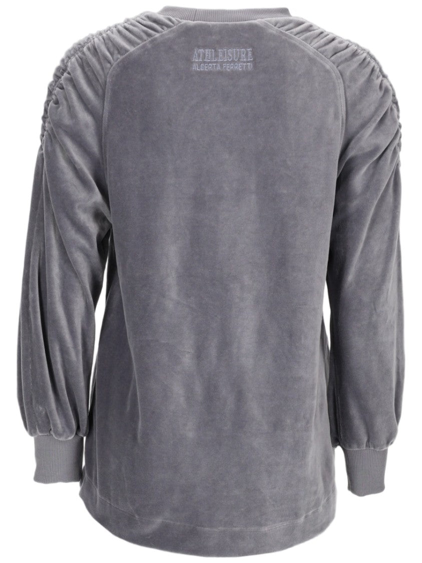 Alberta Ferretti Plush Chenille Sweatshirt With Gathered Shoulder Detailing
