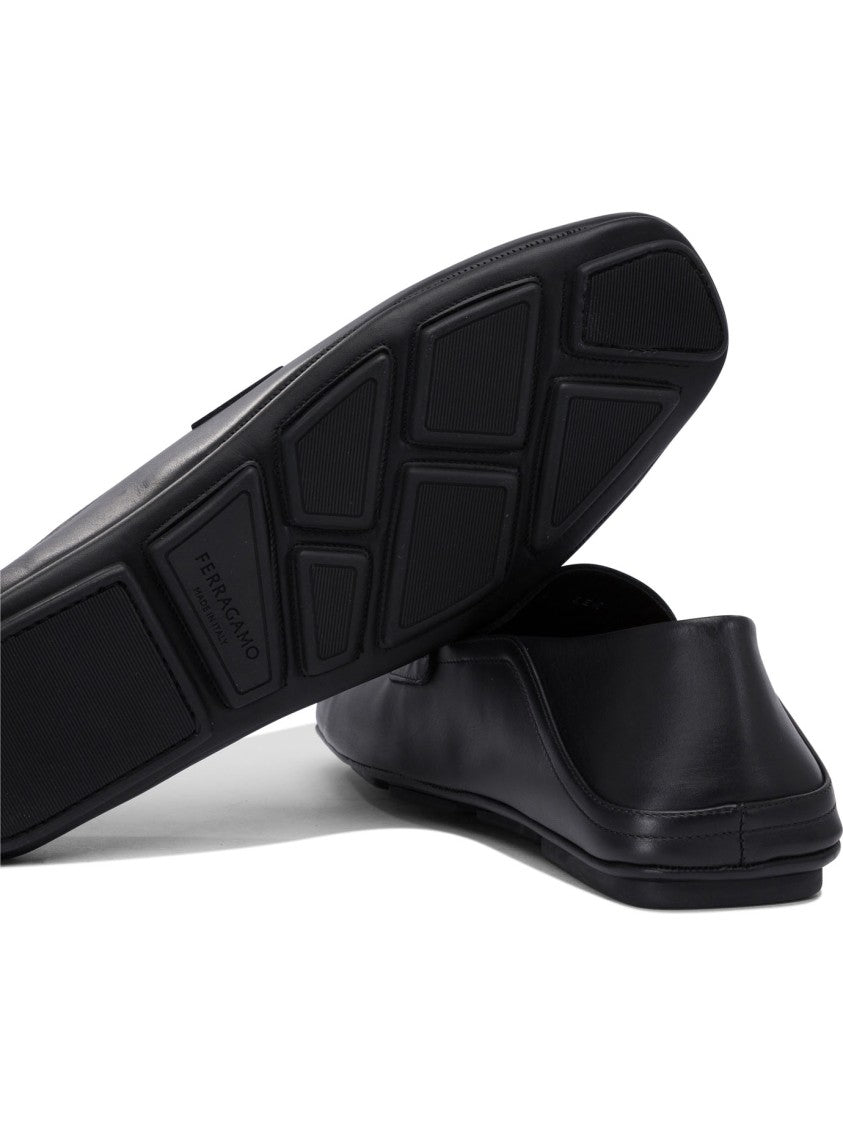Ferragamo Leather Loafers With Subtle Buckle Detail