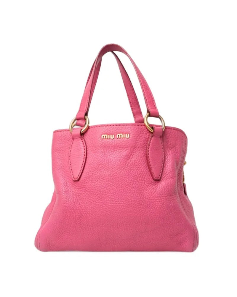 Miu Miu Shopper Square Small Granulated Fuchsia