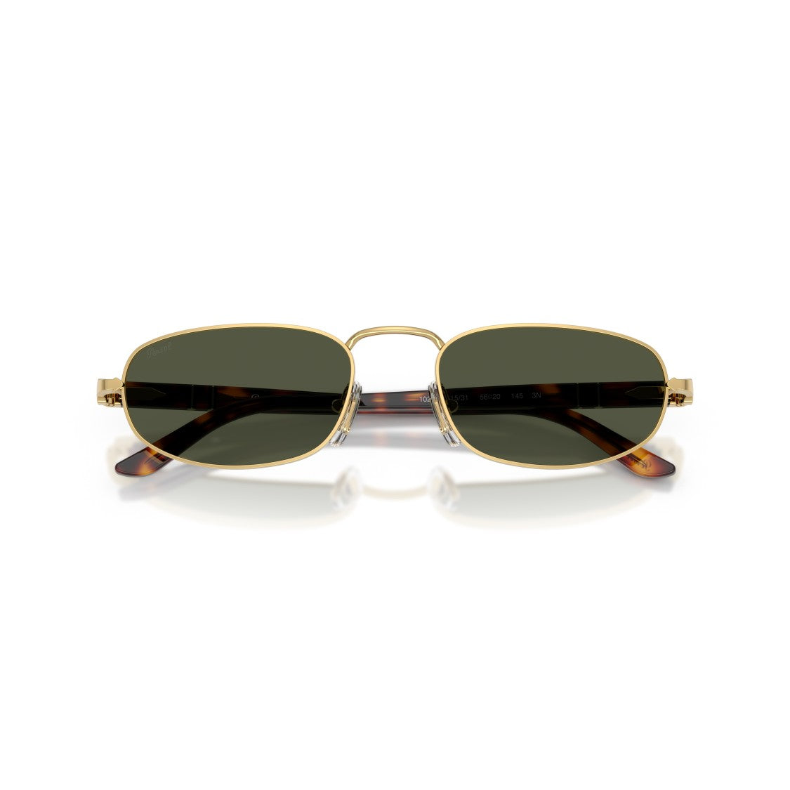 Persol 0Po1028s Rectangular Gold Frame Sunglasses With Tortoiseshell Temples