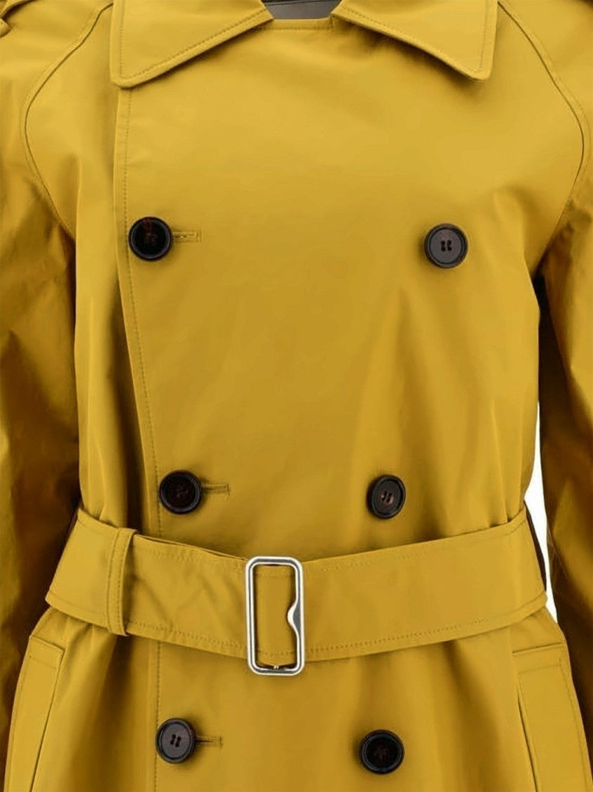 Burberry Double-Breasted Orange Trench Coat With Structured Design