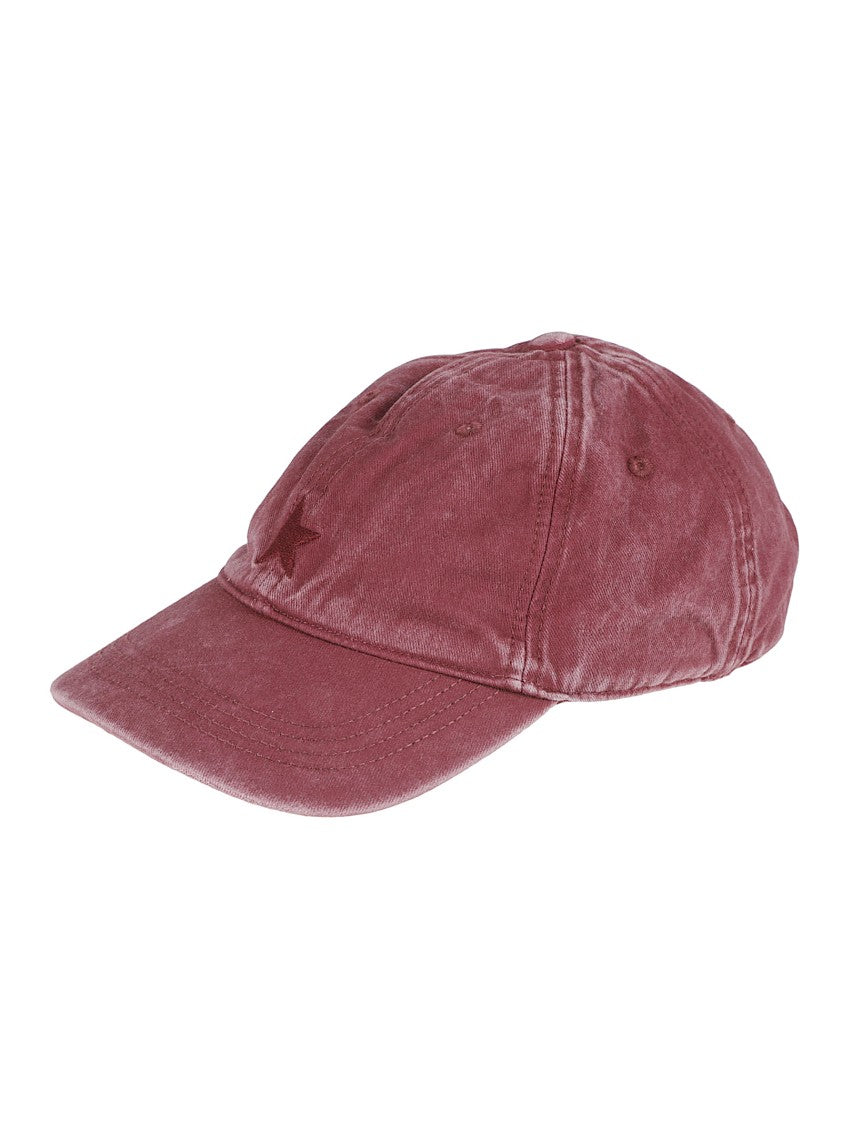 Golden Goose Burgundy Soft Cotton Baseball Cap With Star Emblem