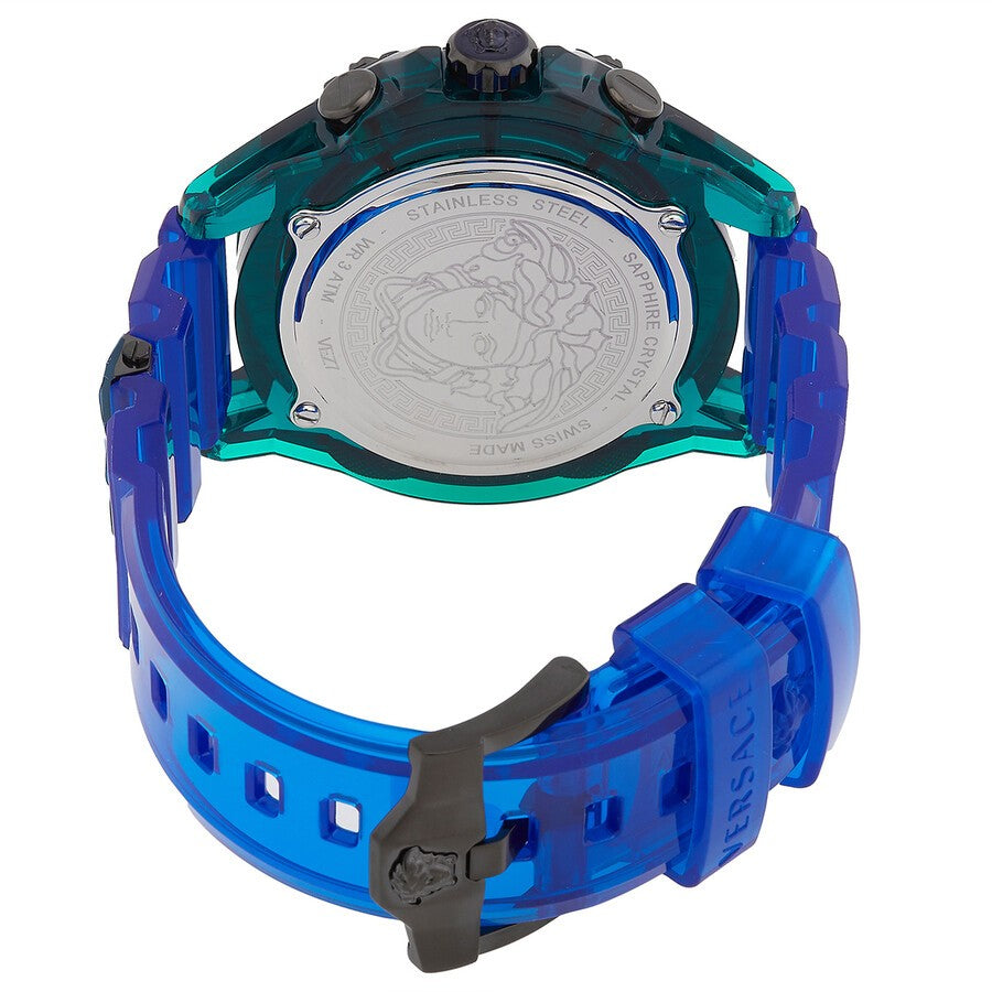 Versace Greca Logo 38Mm Women's Analog Watch With Blue Leather Strap