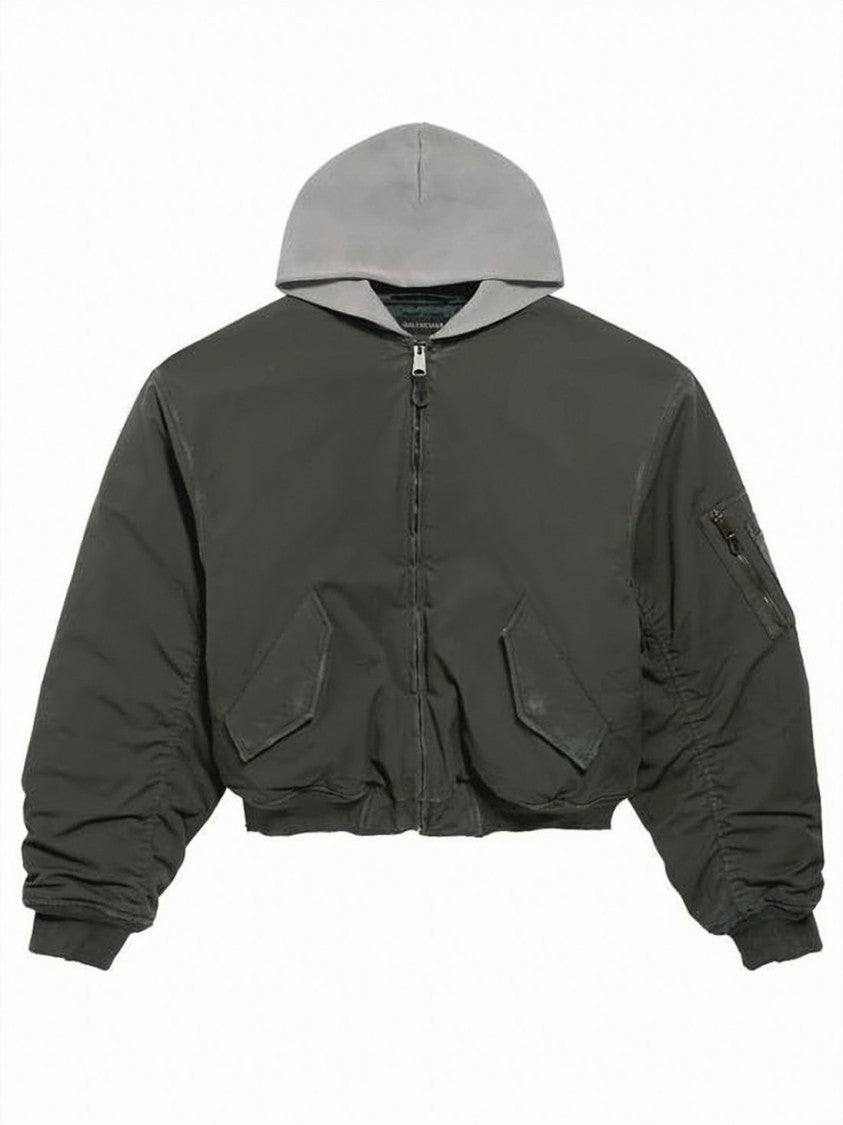 Balenciaga Cropped Oversized Bomber Jacket