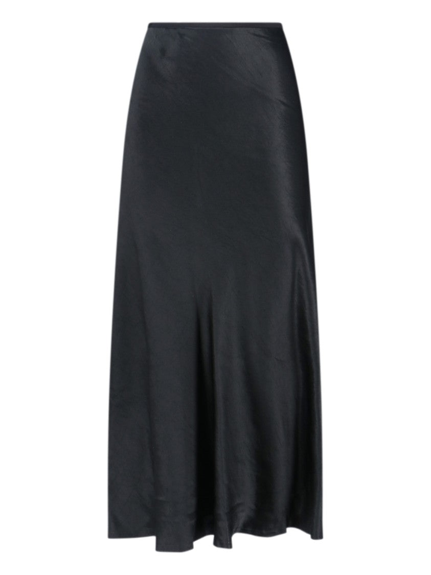 Maison Margiela Midi Satin Skirt With Pleated Hem