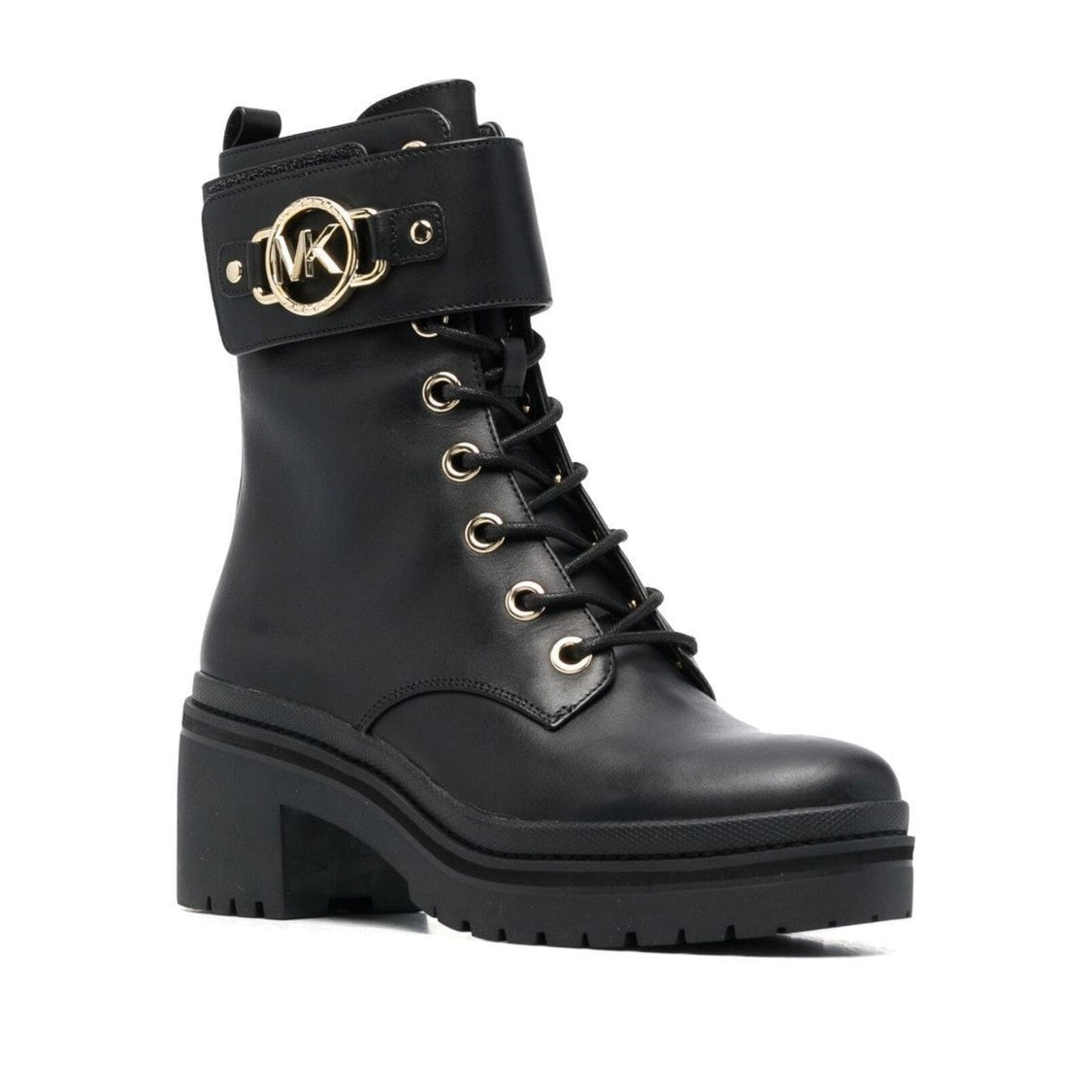Michael Kors Black Rory Leather Lace-Up Logo Boots