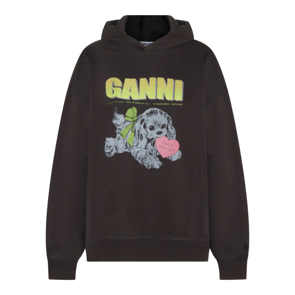 Ganni Black Cotton Sweatshirt