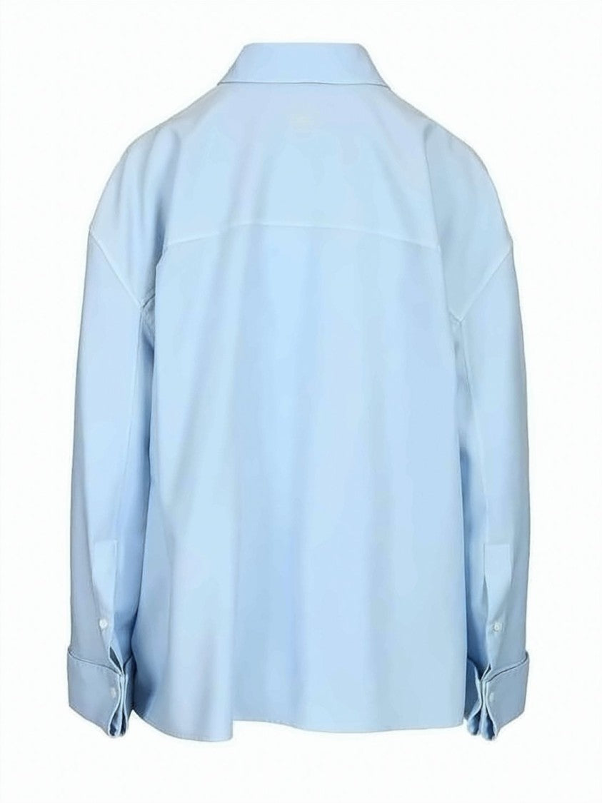 Loewe Light Blue Wool Silk Pointed Collar Shirt