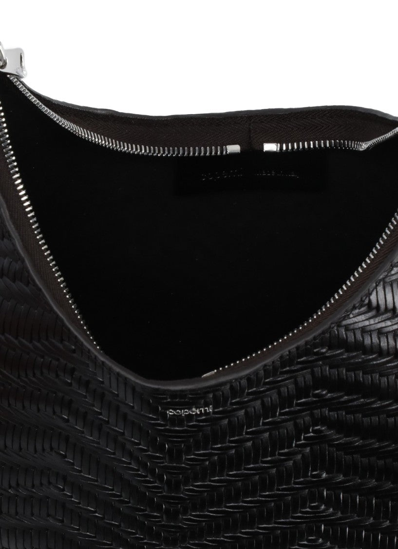 Coperni Medium Crescent-Shaped Leather Shoulder Bag With Woven Pattern