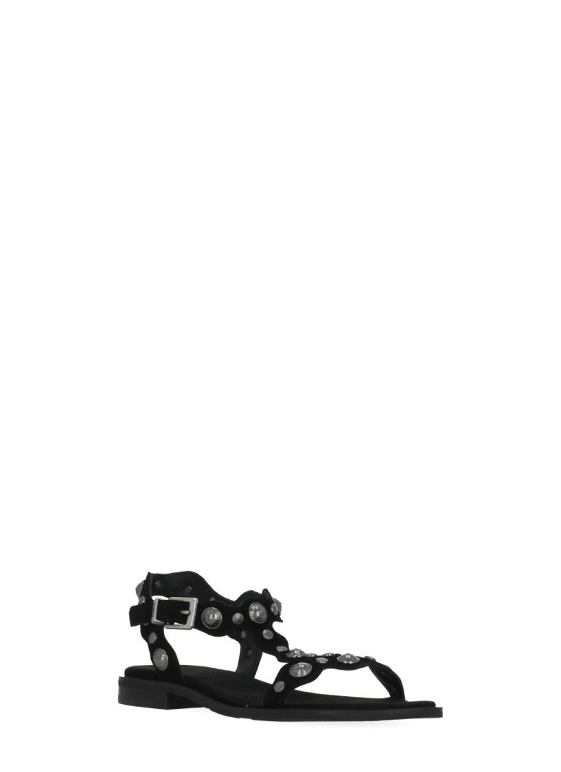 Ash Black Phanny Studded Suede Sandals