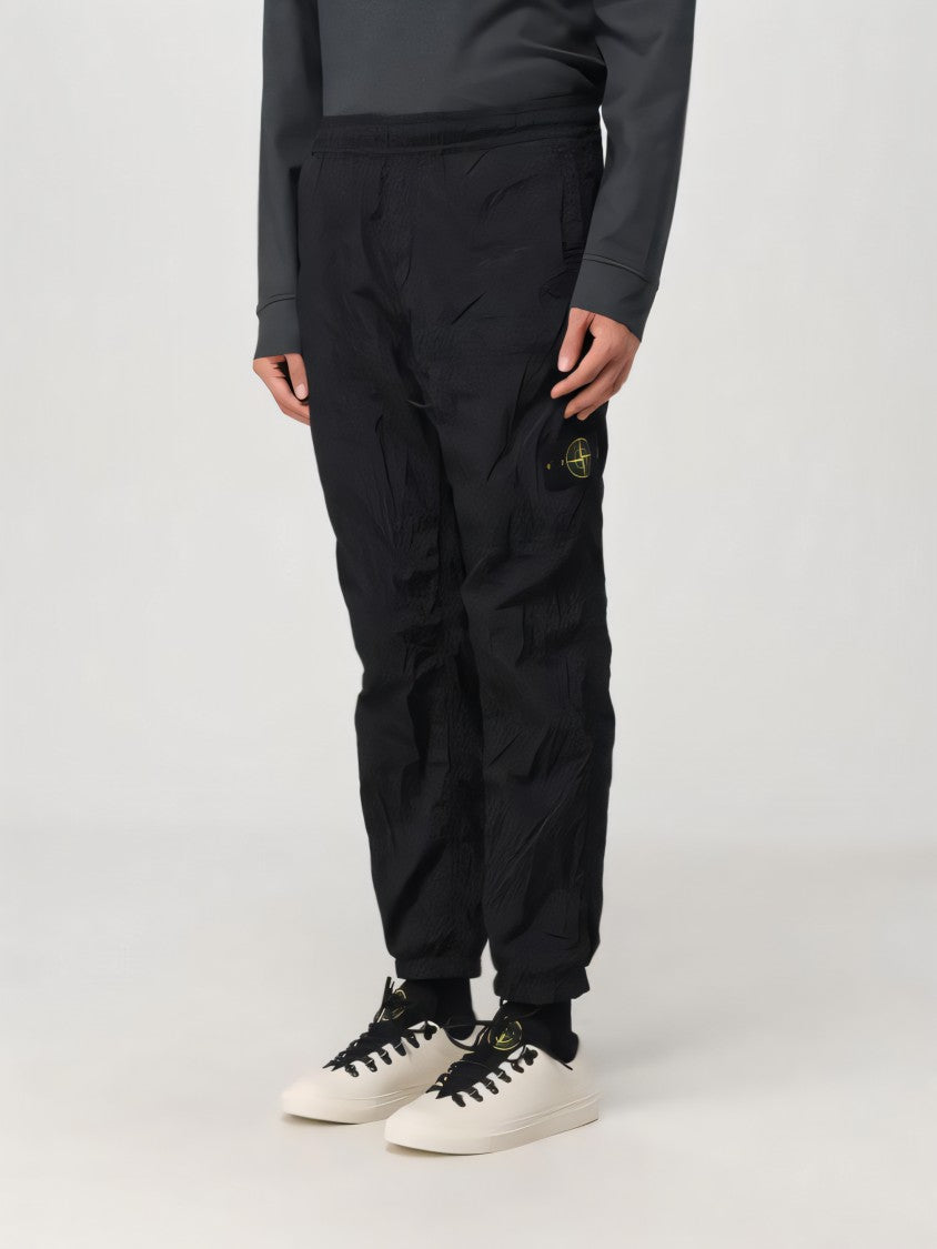 Stone Island Straight Pants With Lightweight Crinkled Nylon Fabric